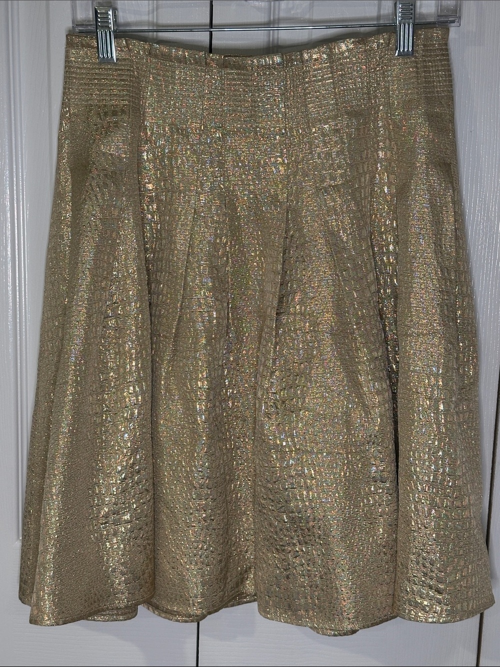 bebe Gold Metallic A-Line Skirt | 0
